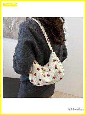 Small Corduroy Crescent Bag Cute Hobo Handbag Sling Bag Retro Clutch Purse with